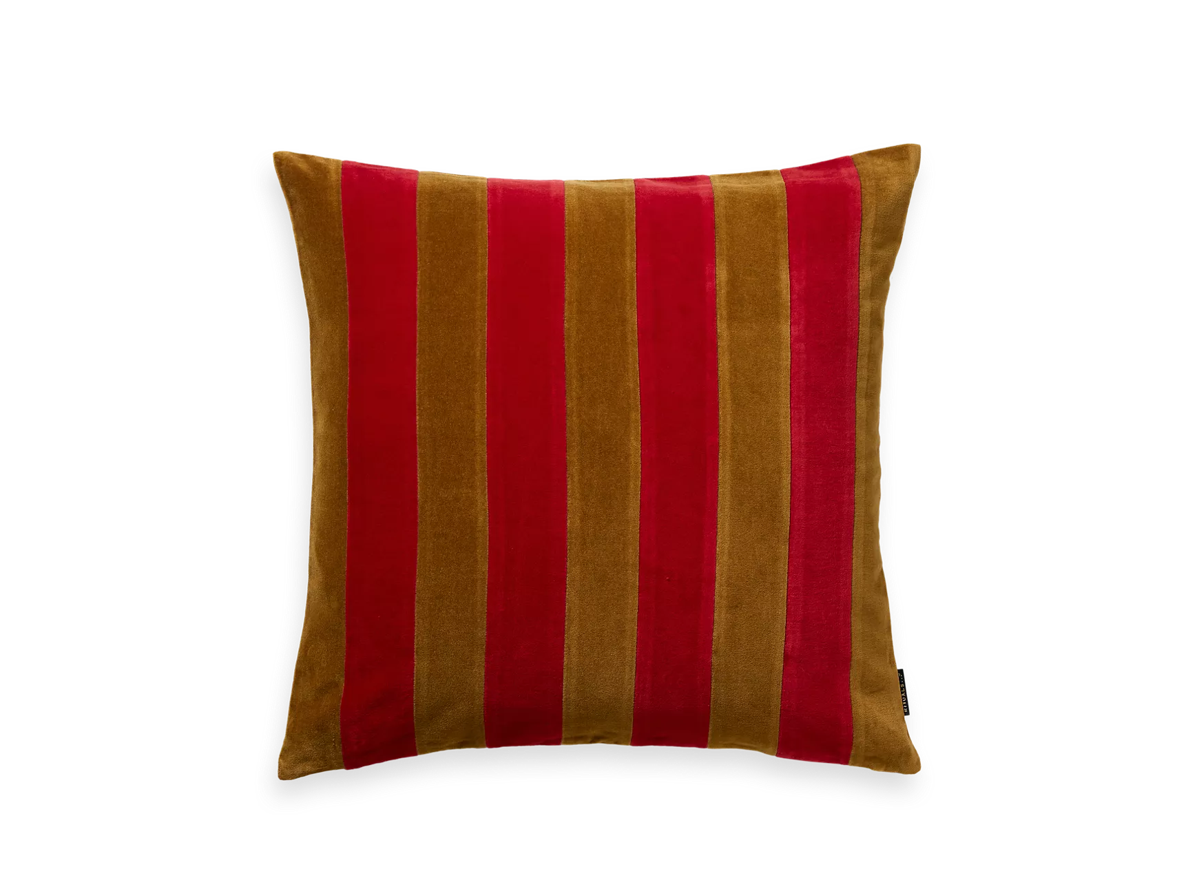 Funda de cojín de terciopelo con rayas rojas, 50 x 50 cm.