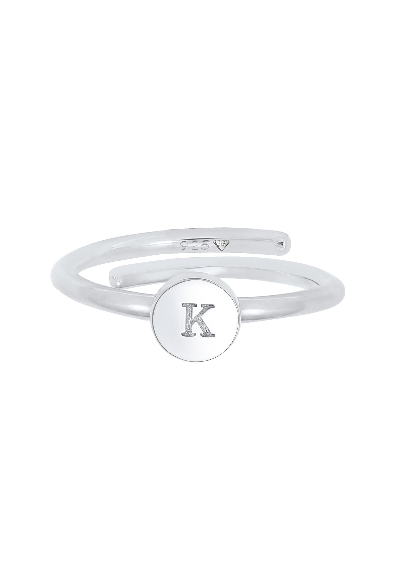 Elli Femmes Lettre K Basic Minimal Ajustable en argent sterling 925
