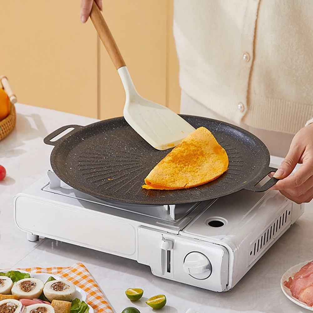 Poêle à griller antiadhésive 32/34 cm pour barbecue d'extérieur, plaque de cuisson, gril coréen, poêle de camping, ustensile de cuisine