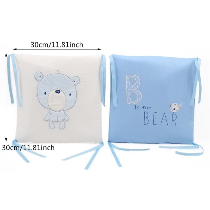 Tour de lit bébé Qianle - 6 pièces 30x30cm - coton mélangé - beige et bleu