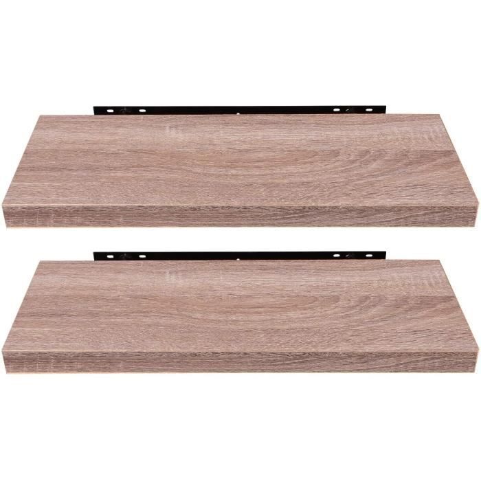 EUGAD 2-Piece MDF Wall Shelves, Storage Shelf, 120x22.9x3.8cm, Yellow Oak
