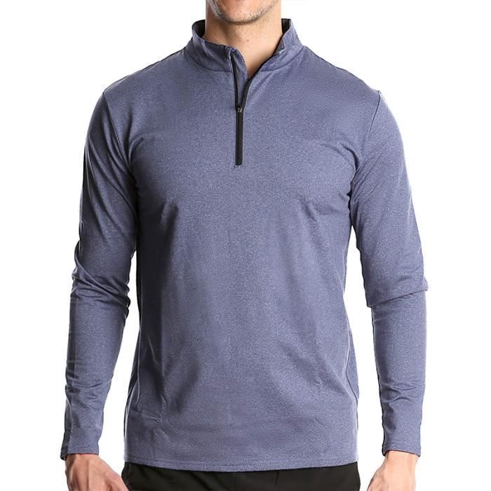 Men's Long Sleeve Running T-Shirt, Quick Drying, Breathable, Blue