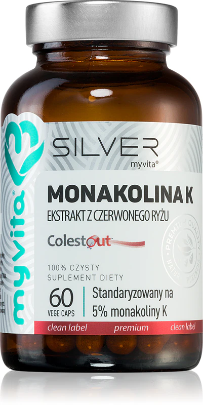 Cápsulas do suplemento alimentar MyVita Silver Monacolina K para manter níveis saudáveis de colesterol.