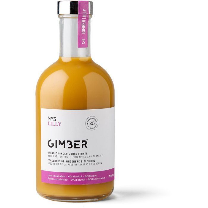 Gimber - N°3 - Lilly - Concentré de gingembre biologique avec fruit de la passion, ananas et curcuma - 500ml