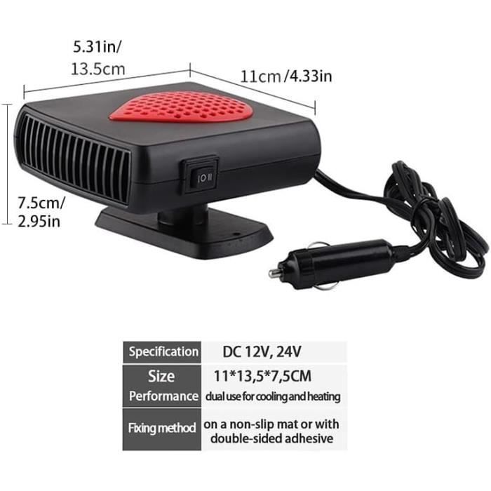 Calefactor con ventilador - Universal - 12V/24V - 500W - Desempañador y ventilador 2 en 1