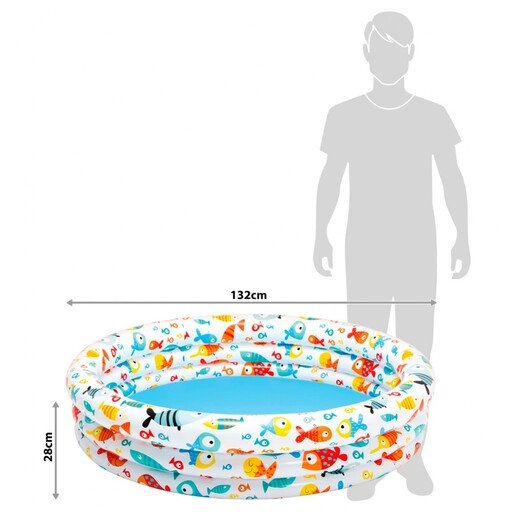  Piscine gonflable Intex 3 Hoops Poissons 132 x 28 cm - 248 L/1000 ml