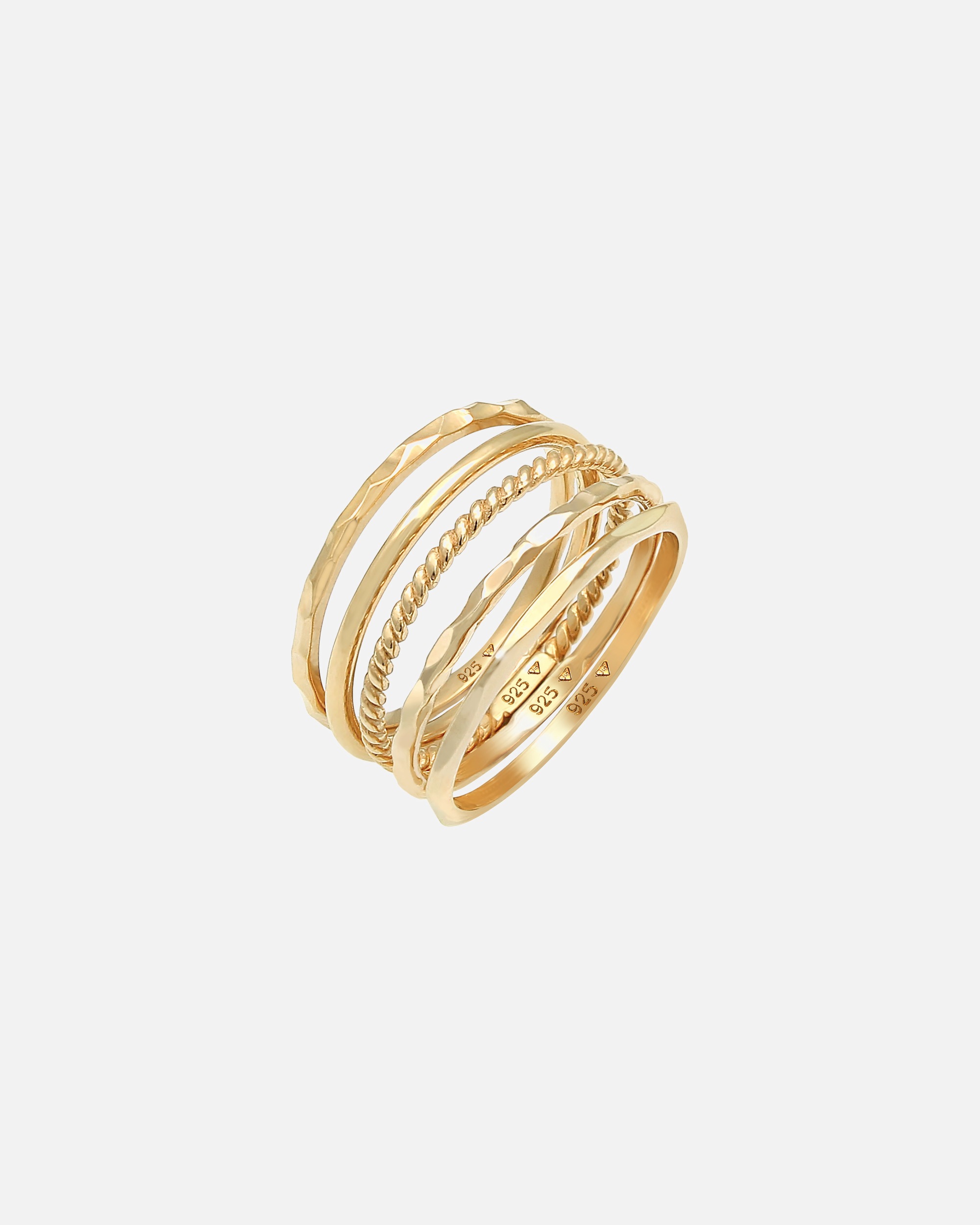 Elli Femmes Set Bande Empilage Minimaliste Tendance Blogueur Basique en Argent Sterling 925