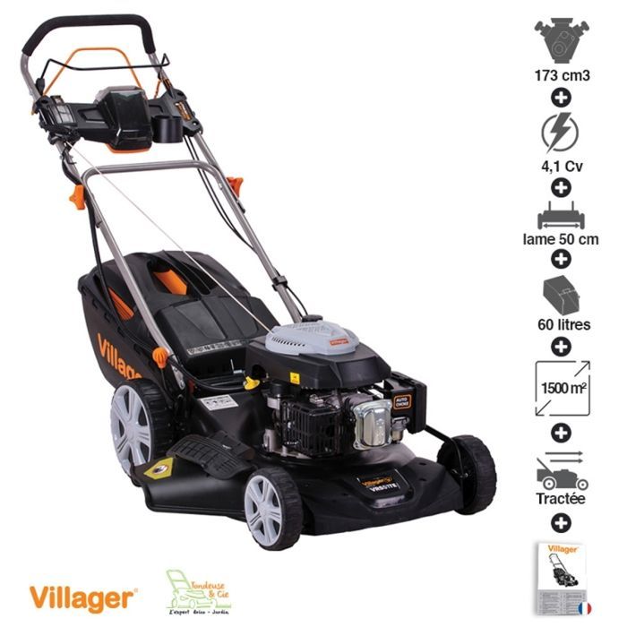 Rasaerba Villager Falcon 5111T-ES da 173 cc, 4 in 1, con funzione mulching, avviamento elettrico e lama da 50 cm.