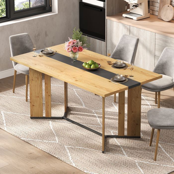 Table à Manger - Style Scandinave - 150cm - Résistante à l'Eau - MDF et Métal