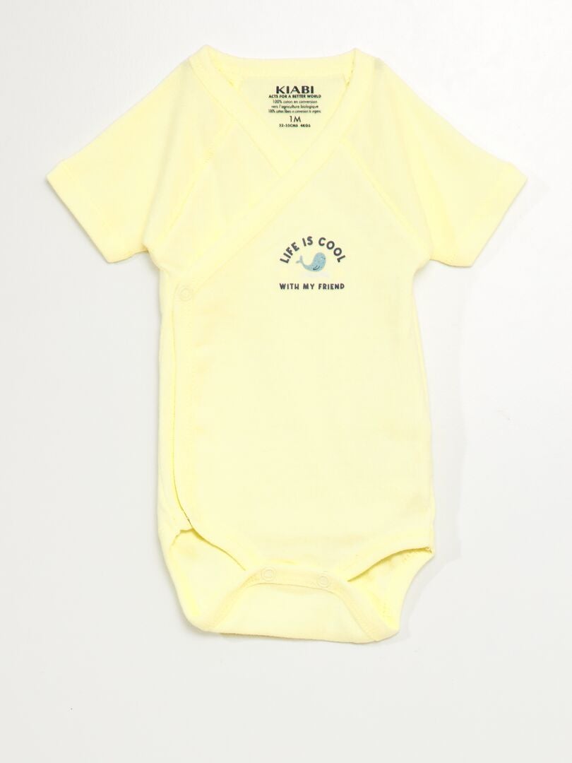 Set van 3 katoenen rompertjes - WIT