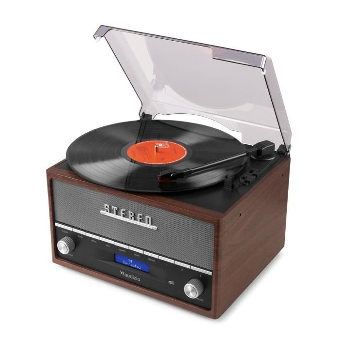Tocadiscos Audizio Frisco con Bluetooth y radio DAB+ integrada (marrón).