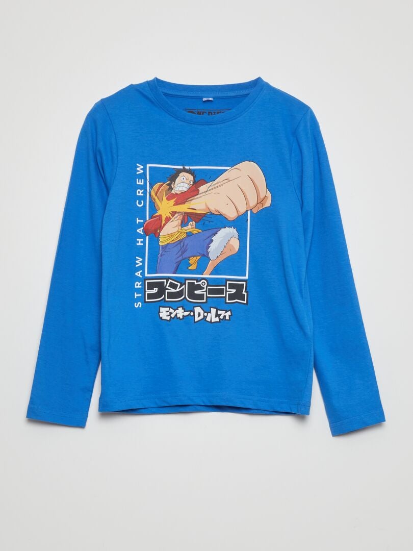Conjunto de pijama comprido de uma peça - 2 peças - AZUL