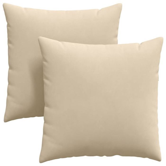 VidaXL Set van 2 bankkussens 60 x 60 cm crème - polyester, afneembare en wasbare hoezen