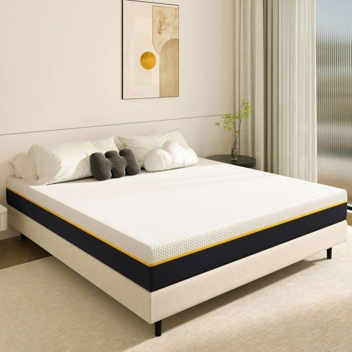 Colchón de 140x200 cm - 17 cm de doble capa de espuma, espuma viscoelástica, fibras de carbón de bambú, 17 cm, transpirable, absorbente, que absorbe la humedad.
