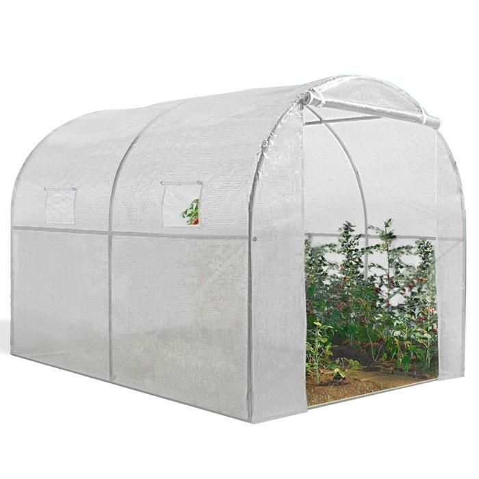 IDMARKET Serre tunnel de jardin 4 saisons 6M² blanche gamme maraîchère ROMA 2x3M