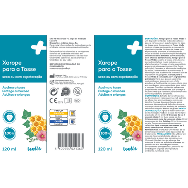 Wells-siirappi kuivaan yskään ja limaa irrottavaan aineeseen. Lievittää yskää aikuisilla ja lapsilla. 120 ml. 120 ml.