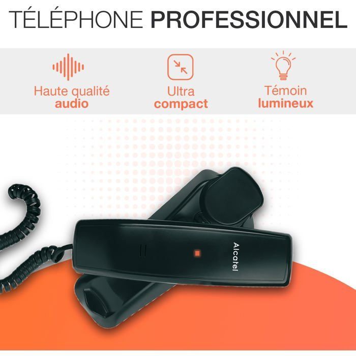 Telefone com fio profissional FEBEST Temporis 10 Pro - Luz indicadora - Montável na parede - Preto