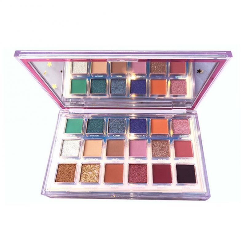Palette de fards à paupières mats aux teintes terreuses, poudre pigmentée brillante, waterproof et longue tenue.