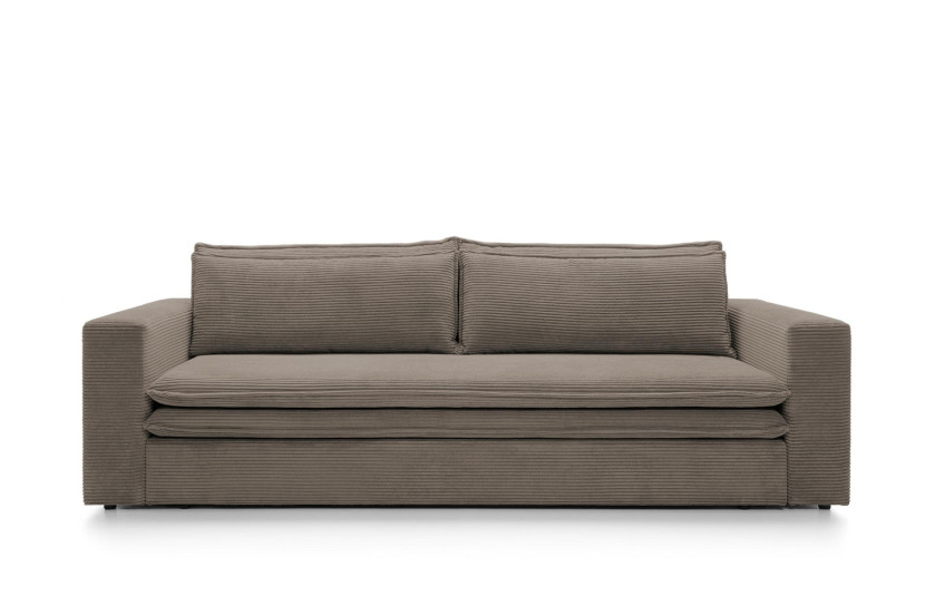 Sofa Ulnes z funkcją spania brązowa Poso pojemnik na pościel