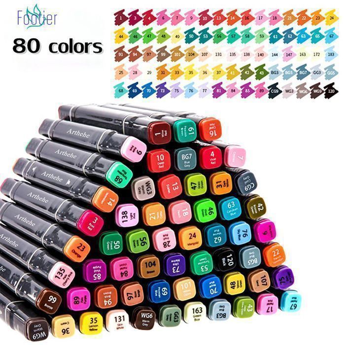 80 Feutre a Alcool, Couleurs Marqueurs, Feutres Coloriage Adulte, Feutre Tooli Art,SéChage SûR Et Rapide Feutre Alcool Double