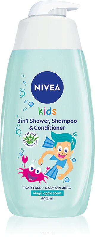 NIVEA Kids Magic Apple švelnus dušo želė ir šampūnas vaikams 3 viename