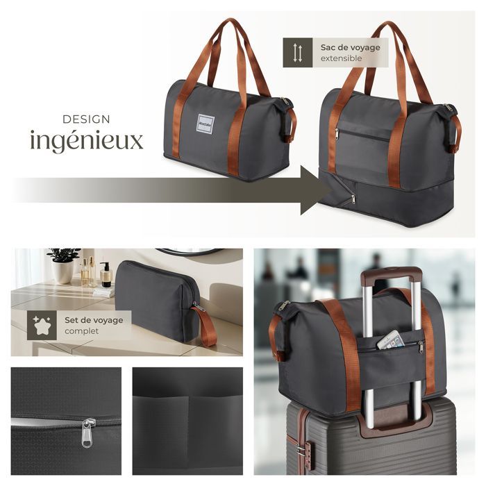 Maleta - TECTAKE - MADISON, juego de maletas de viaje de plástico ABS de 49 x 30 x 76 cm - Gris antracita