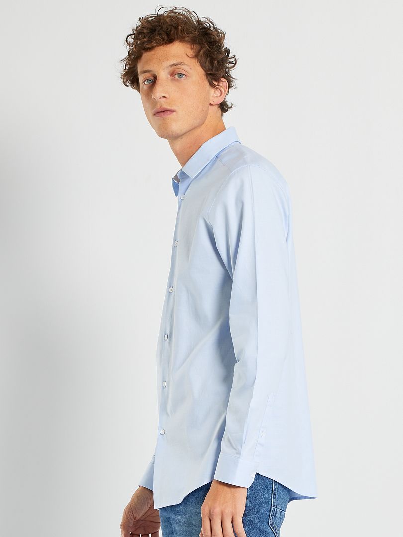 Effen, recht model overhemd - BLAUW