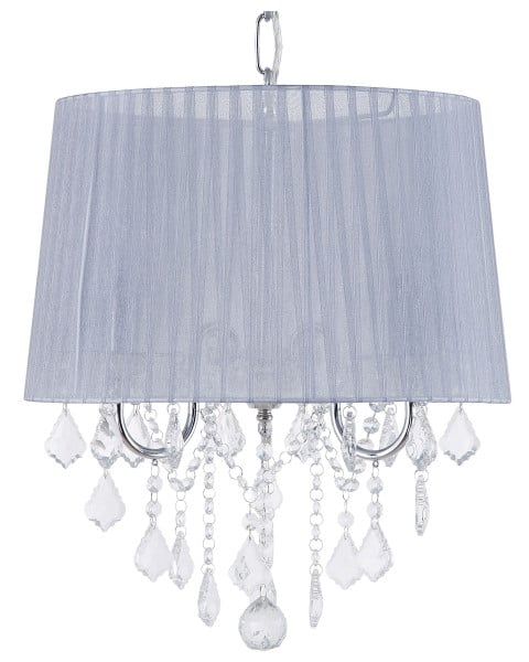 Lampa wisząca abażur kryształy jasnoszara