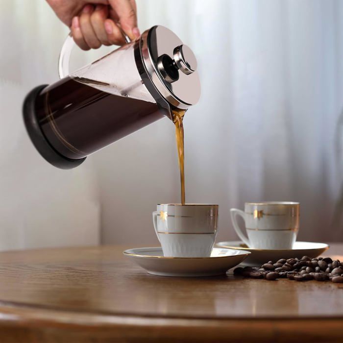 Cafetière à presse française,5 tasse,Cafetière à piston 600 ml,Carafe française pour café filtre,expresso et thé avec triple filtre