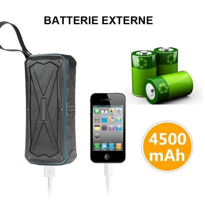 Bluetooth Speaker - EFCONNECTION - Waterproof Model - 12-Hour Battery Life - External Battery - Black