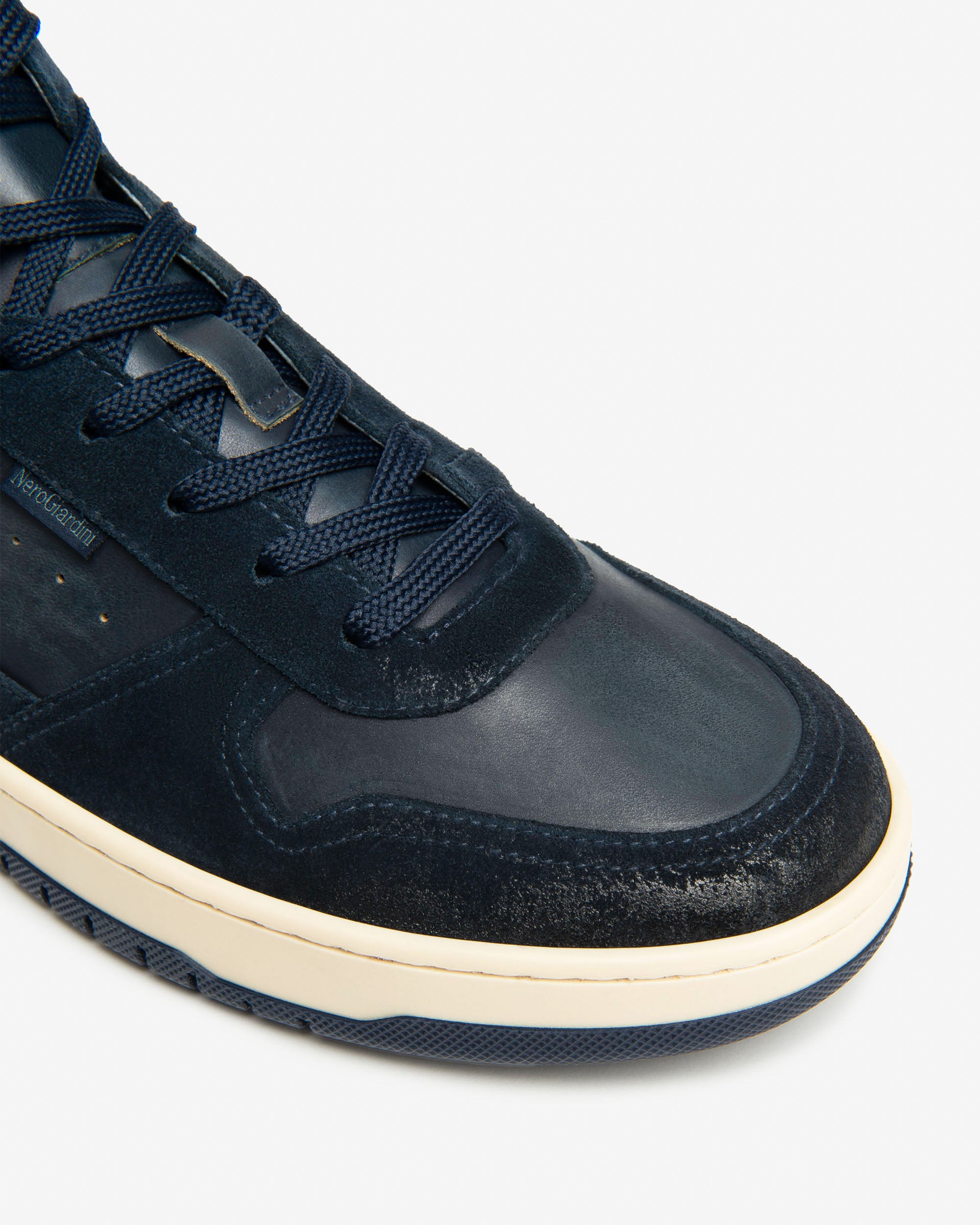  Herren-Sneaker mit hohem Schaft aus Leder und Wildleder