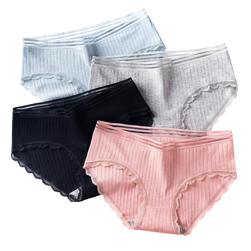 5 pezzi/Slip in morbido cotone, antibatterici, traforati, intimo femminile traspirante