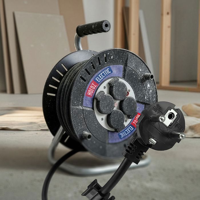 Carrete de cable eléctrico - HOROZ ELECTRIC - Carrete de 20 m - 4 tomas tipo E - IP44 - 2000 W