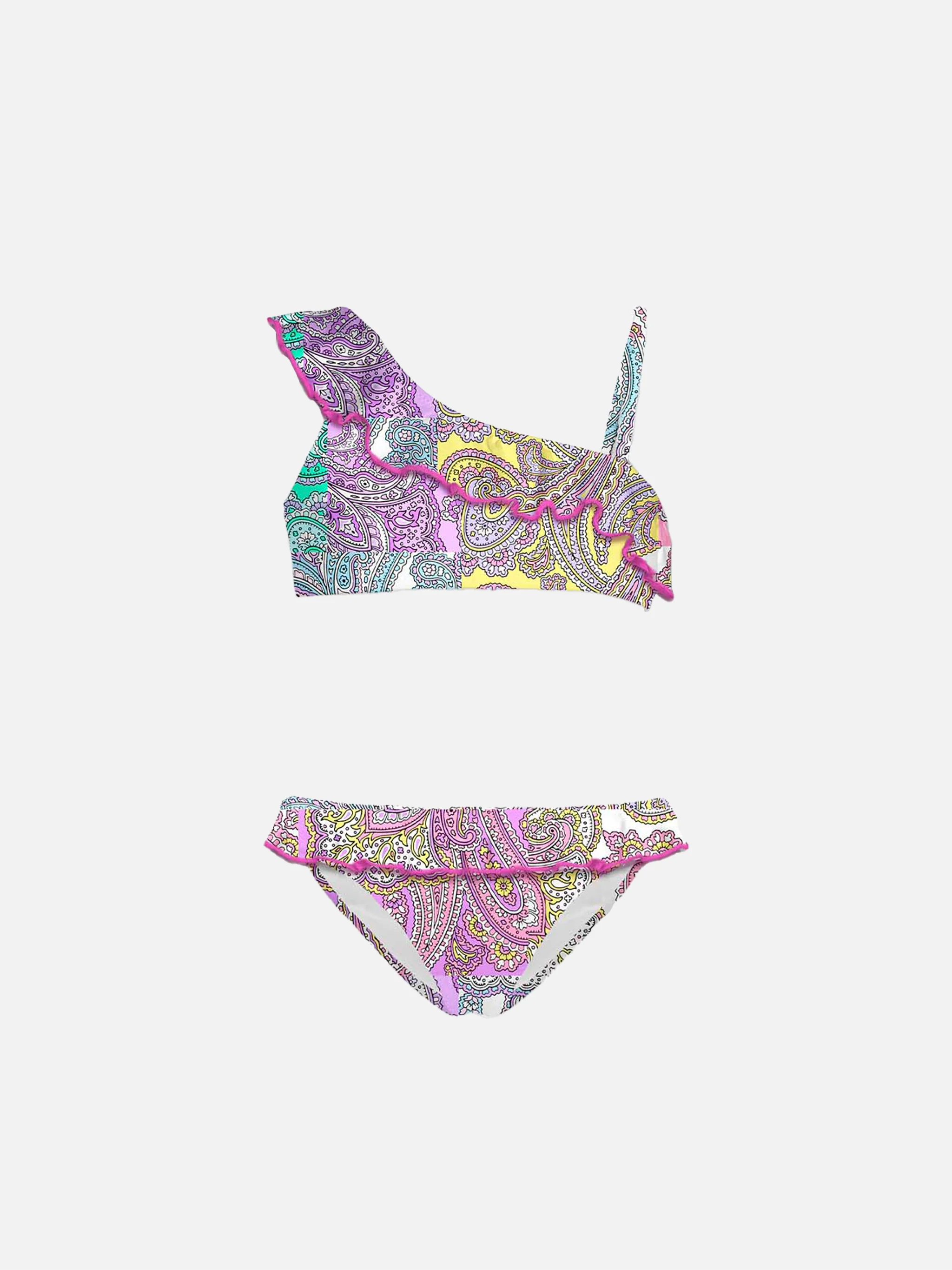 Bikini met één schouderband en ruches voor meisjes