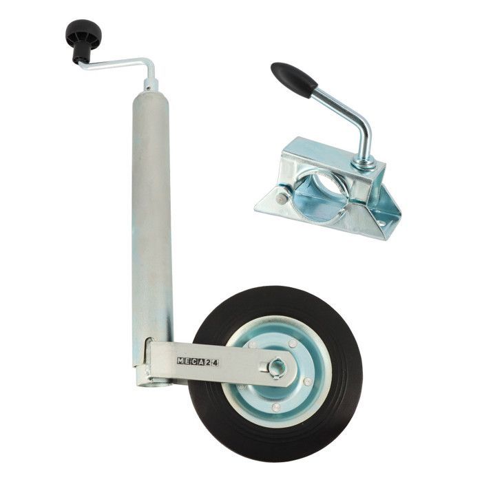 Rueda de apoyo - Tubo de acero de 48 mm - Llanta metálica - Soporte de montaje de acero de 48 mm de diámetro - Compatible con todo tipo de remolques