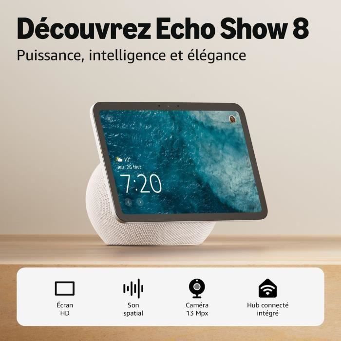 Slim display - AMAZON - Echo Show 8 - 8,7 inch HD-touchscreen - 13-megapixelcamera - Wi-Fi - Gletsjerwit