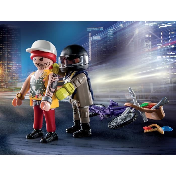 PLAYMOBIL 71255 Starter Pack Agent et voleur, City Action, Les policiers, Dès 4 ans