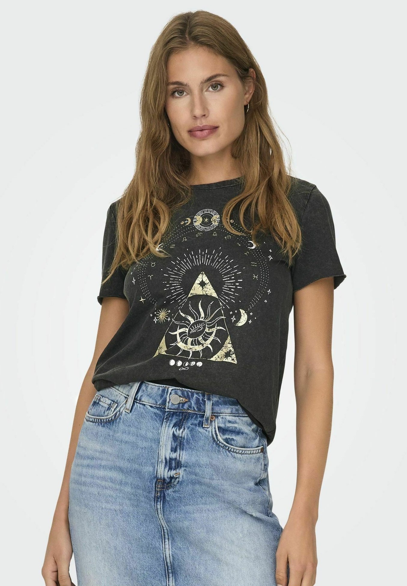 ONLY ONLLUCY LIFE REG S/S JRS NOOS - T-shirt met print - zwart