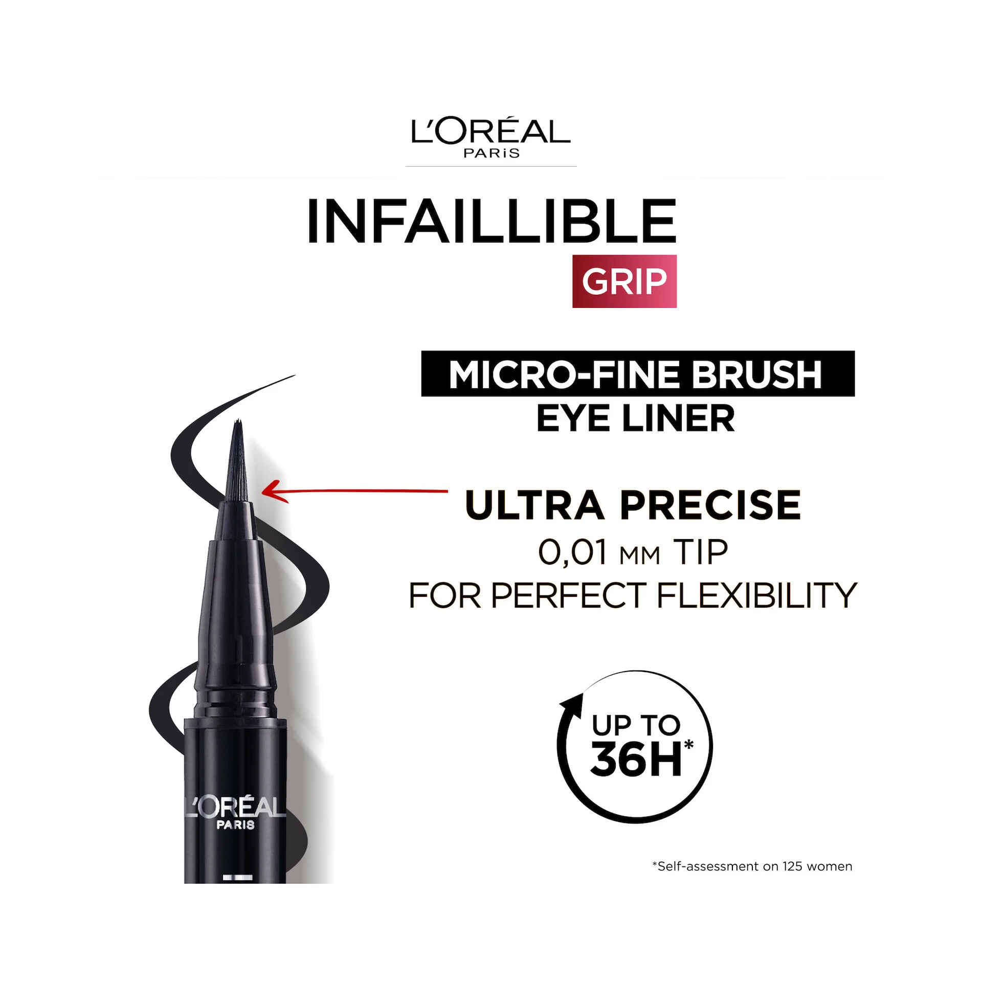 Tuș de ochi micro-fin Infaillible Grip 36H, nuanță 4 Dew Berry - L'Oréal Paris