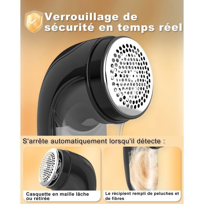 Anti Bouloche Électrique,[Type-C+Écran LED] Homtronics Rasoir Électrique à Bouloches,pour Laine Vêtements Canapés Couvertures,Noir