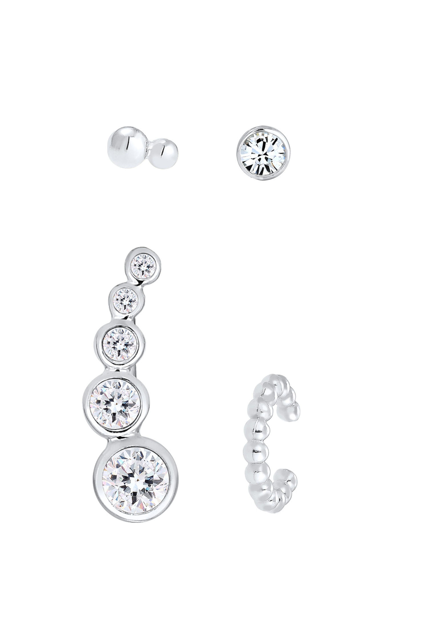 Elli Earcuff Ear Climber avec des Cristaux Boucles d'Oreilles Femme - (925/1000) Argent