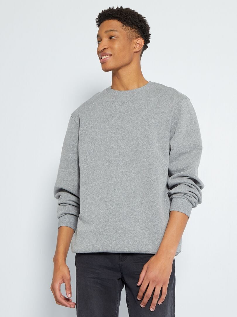 Effen sweatshirt met ronde hals +190 cm - GRIJS