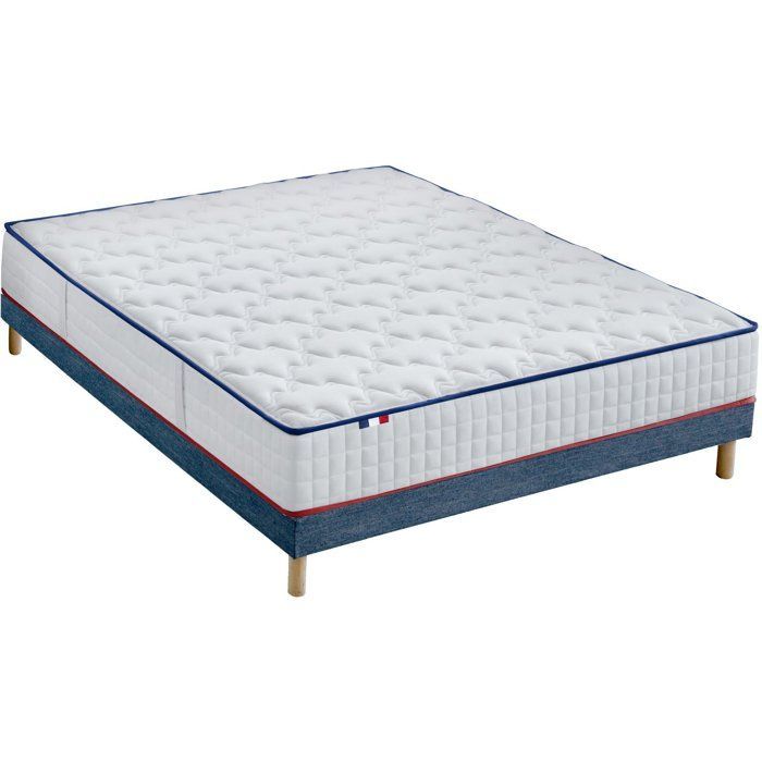 CONFORT DESIGN Amboise Mattress and bed base set 160 x 200 cm - 20 cm thick - Pocket springs - 25 kg/m³ foam - Made in France