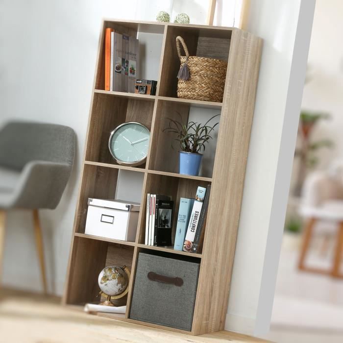 COMPO Meuble de rangement contemporain 8 cases coloris chêne - L 62 cm