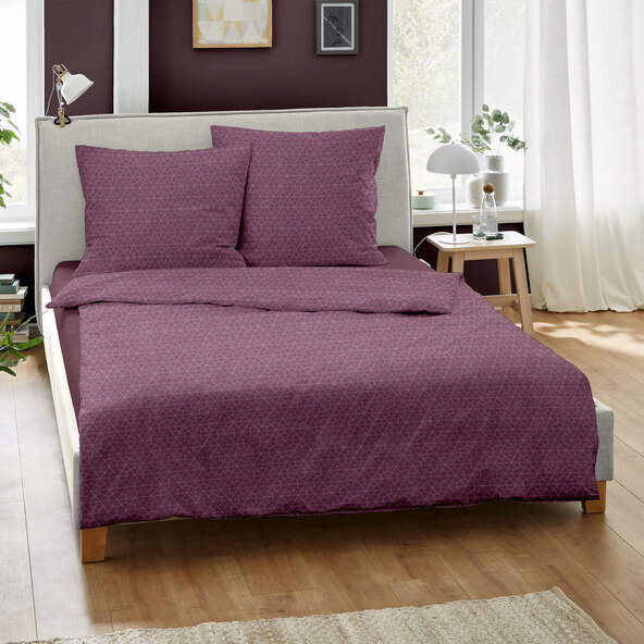 Κλινοσκεπάσματα ζακάρ φανέλας 200/220 + 2x80/80 cm, μπορντό με σχέδιο κηρήθρας