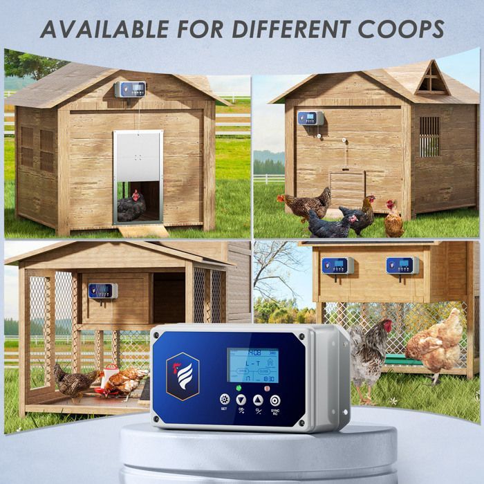 Kit de apertura automática para gallinero TTLIFE, abridor de puerta con temporizador y sensor de luz.