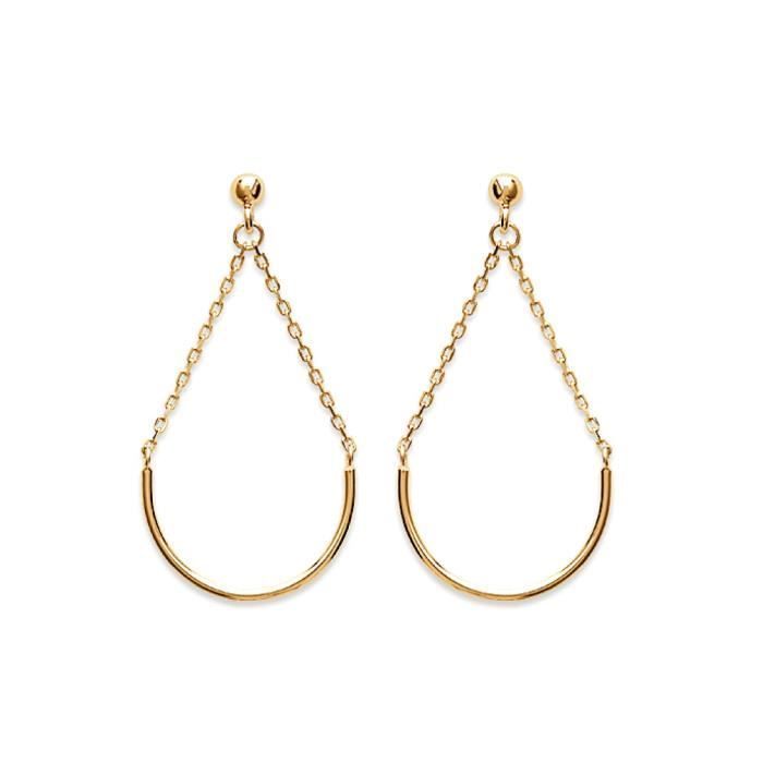 KBC - Pendientes colgantes chapados en oro de 32 x 17 mm