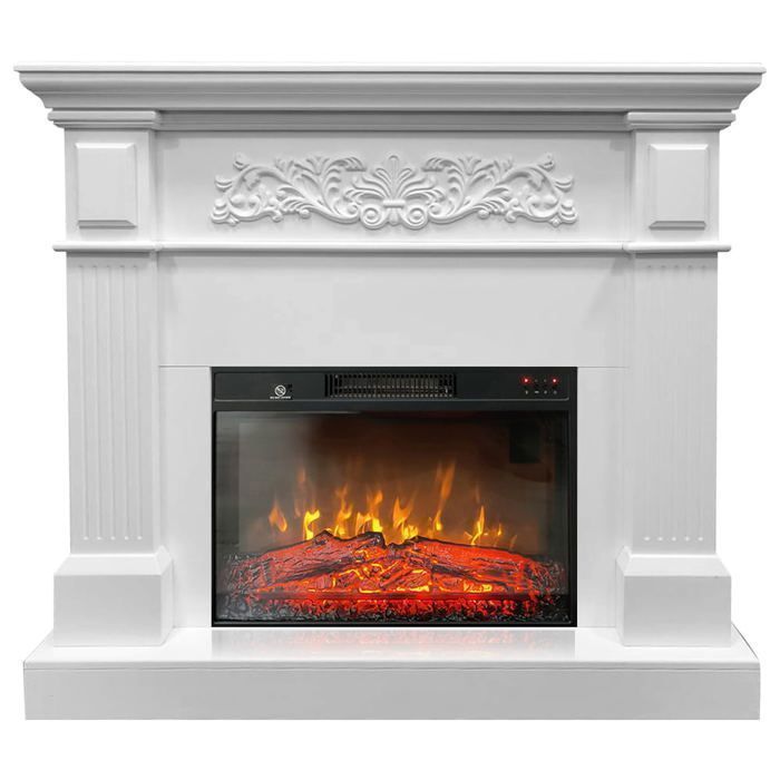 Witte elektrische haard met vlameffect, TUX ElectricSun, met geluidseffect, L110xH102cm