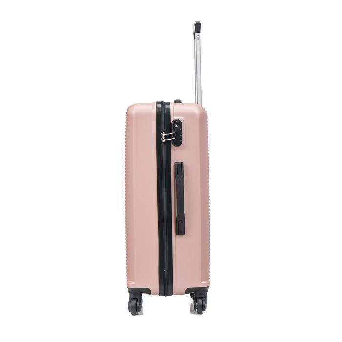 Valigia da cabina 55x35x25cm con beauty case | Valigia da weekend CELIMS | ABS | Lucchetto | 4 ruote a 360° | Oro rosa