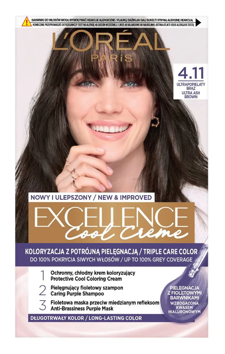 L’Oréal Excellence Farba do włosów Cool Creme 4.11